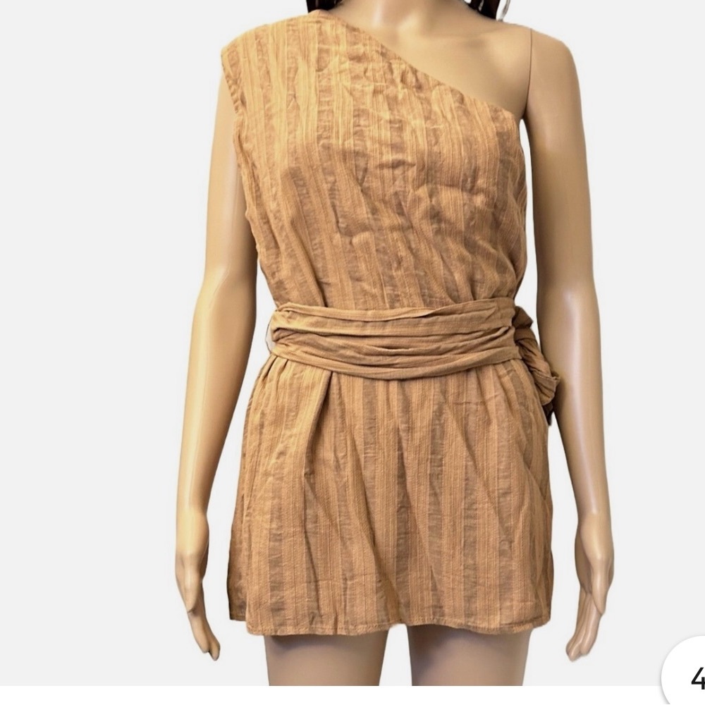 Zara Tan One-Shoulder Top